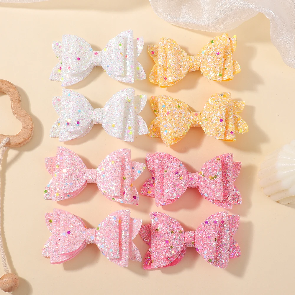 

Случайный цвет, 10 шт./компл., заколки для волос с блестками, однотонные заколки для волос для девочек и детей, милые головные уборы ручной работы, детские аксессуары для волос