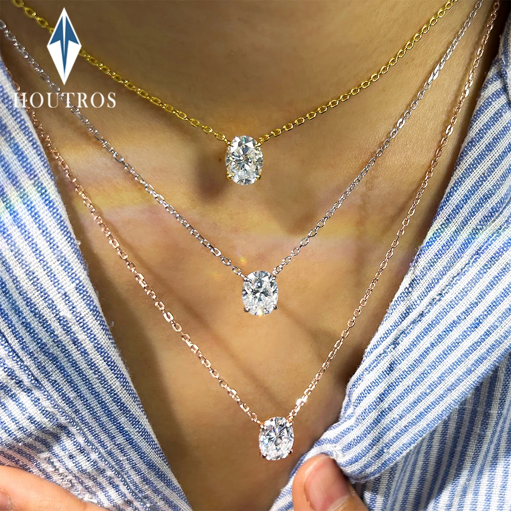 

Ожерелье с подвеской из муассанита овальной огранки 1-3 карата для женщин, серебро S925, позолота 18K, колье-солитер с бриллиантом, оптовая продажа ювелирных изделий