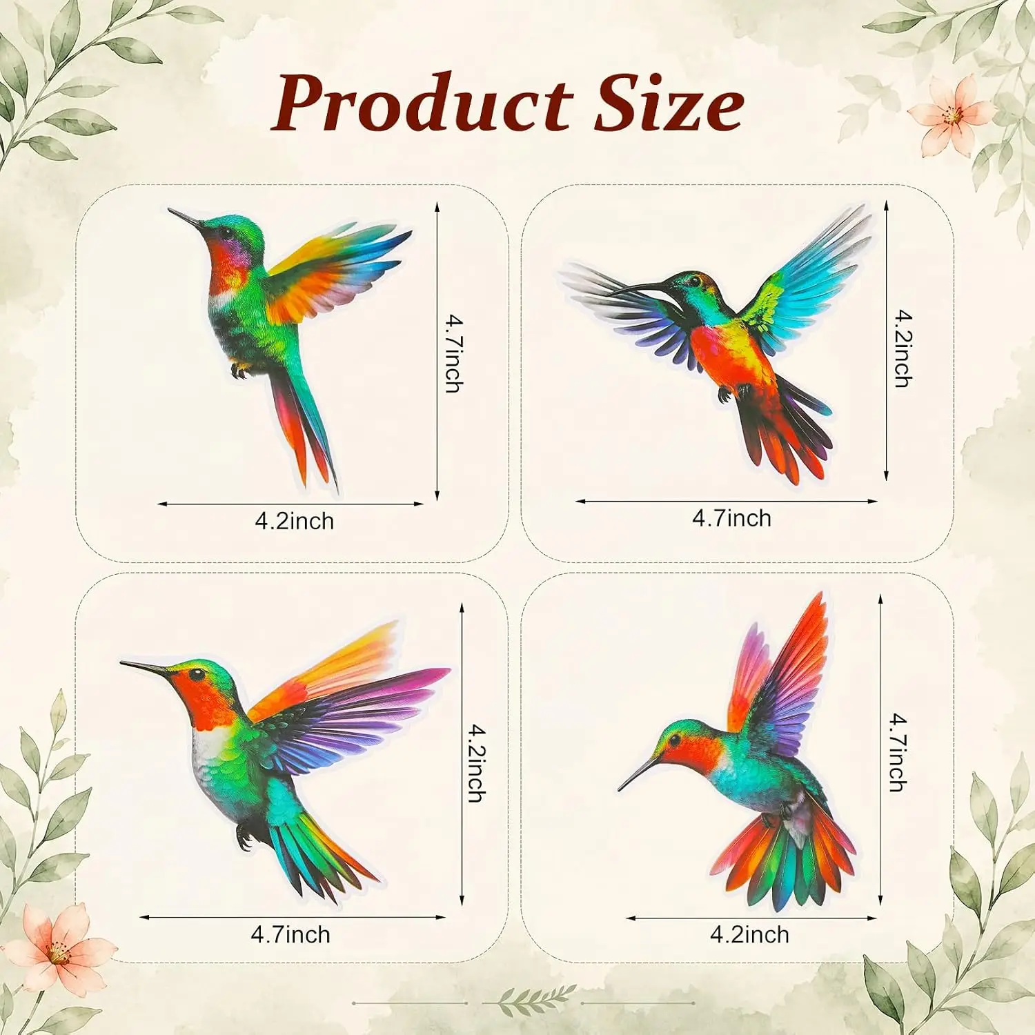 Hummingbird Party Centerpiece Stakes 16Pcs Double-Sided Bird Ornaments with Sticks & Glue for Garden Wedding Birthday