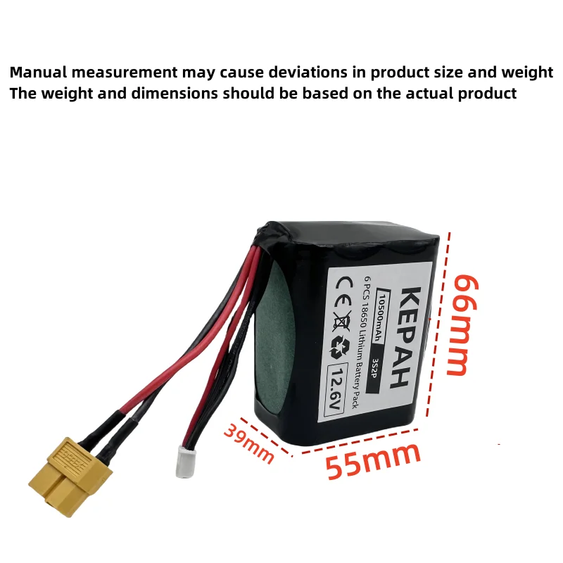 100% durable large capacity 3S2P 12V 10.5Ah 18650 lithium-ion rechargeable battery with Bms lithiumbattery pack protection board