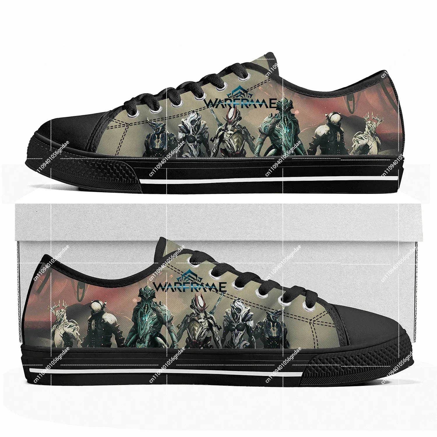 

Hot Cartoon Game Warframe Low Top Sneakers Womens Mens Teenager Shoes Casual Fashion Tailor Made Canvas Sneaker