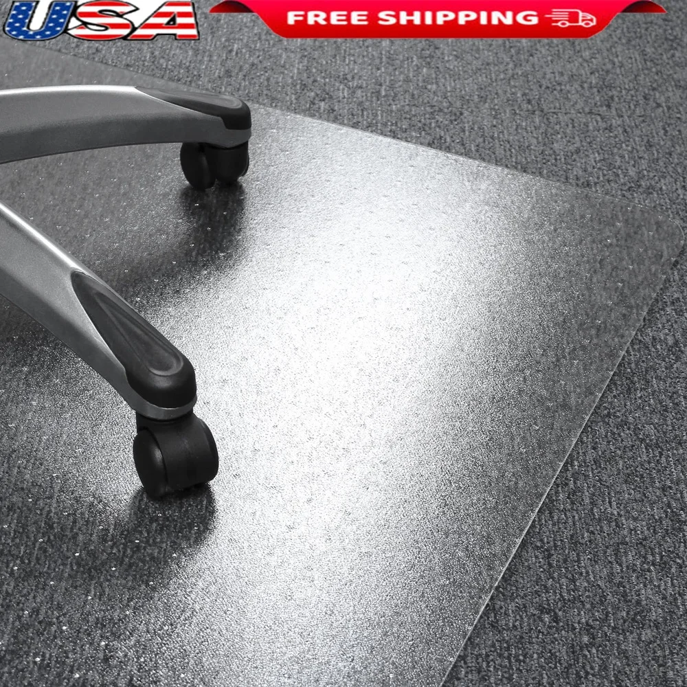 

Clear Vinyl Rectangle Chair Mat Carpet Protection Ergonomic Design Durable Floor Protector Office Home Use 30 x 48 Inches