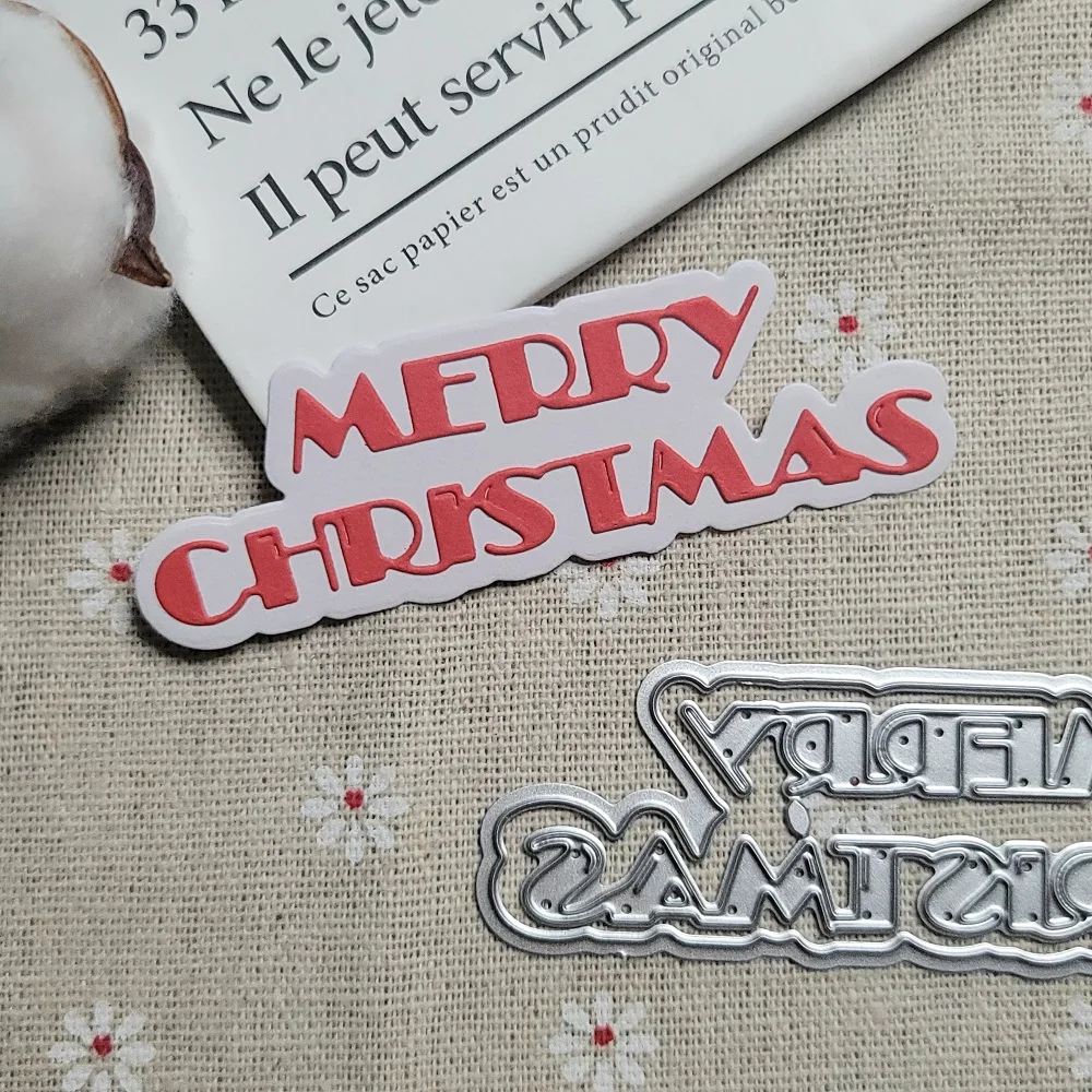 Metal Cutting Dies English Word Merry Christmas Die Cuts for DIY Scrapbooking Paper Card DIY Greeting Card