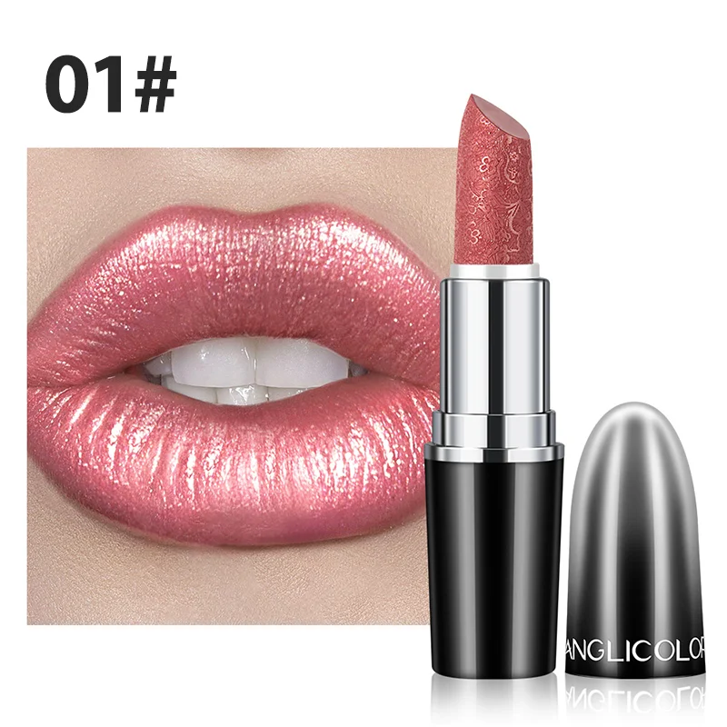 Mermaid Girl Embossed Lipstick, Pearlized Fine Glitter Lipstick