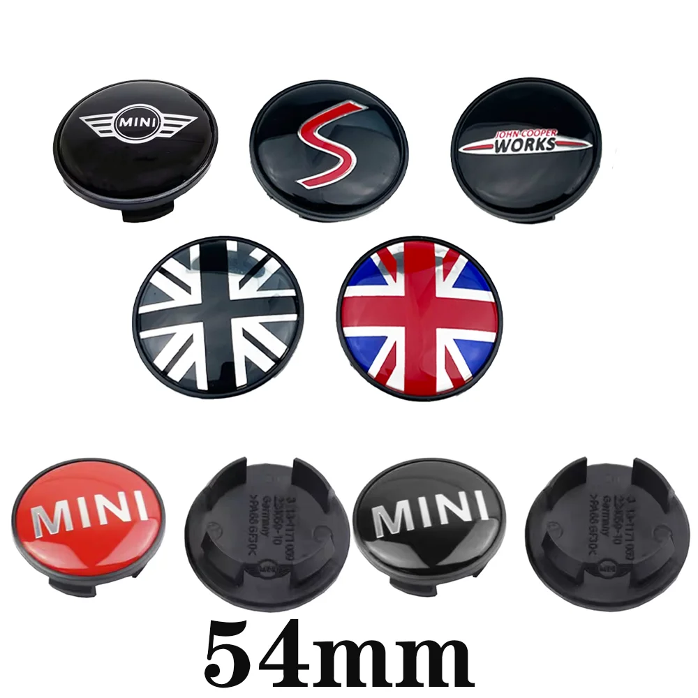 4 unidades de tapas centrales de rueda de 54 mm para coche, emblema de cubierta de llanta para Mini Works Cooper F54 F55 F56 F57 F60 R50 R52 R53 R55 R56 R57