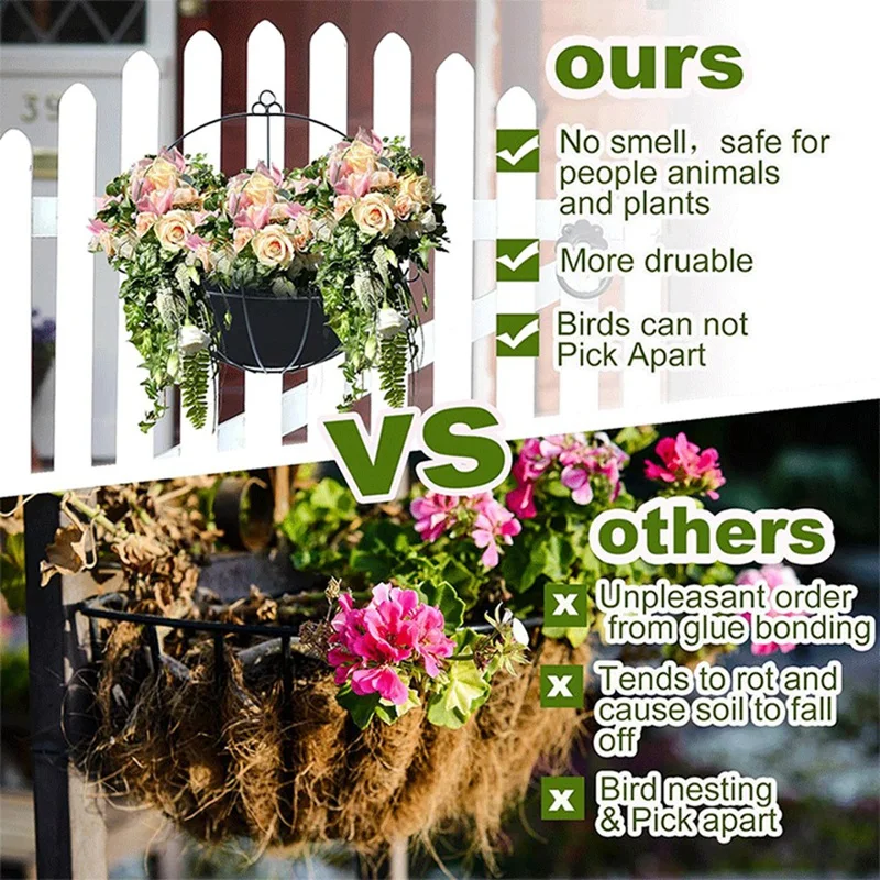 

3PCS 14 Inch Half Round Planter Liners Fabric Plant Liners Half Circle Flower Basket Liners Parts Accessories Felt Liner