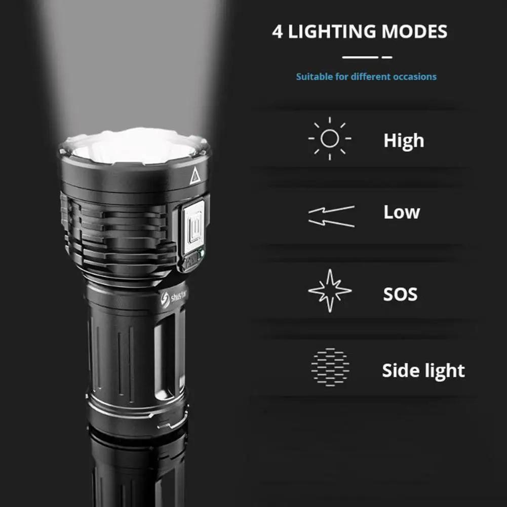 Portable Home LED Flashlight Torch USB Rechargeable Small Searchlight For Fishing Lantern Outdoor Camping Flashlight