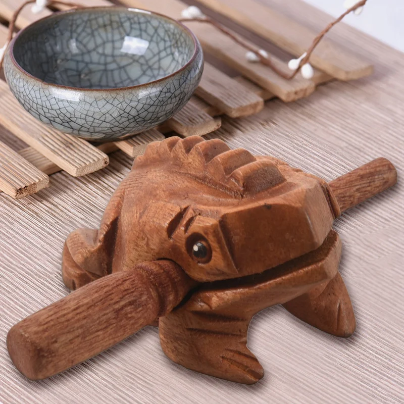 Hot Carved Croaking Wood Percussion Musical Sound Wood Frog Tone Block Toy