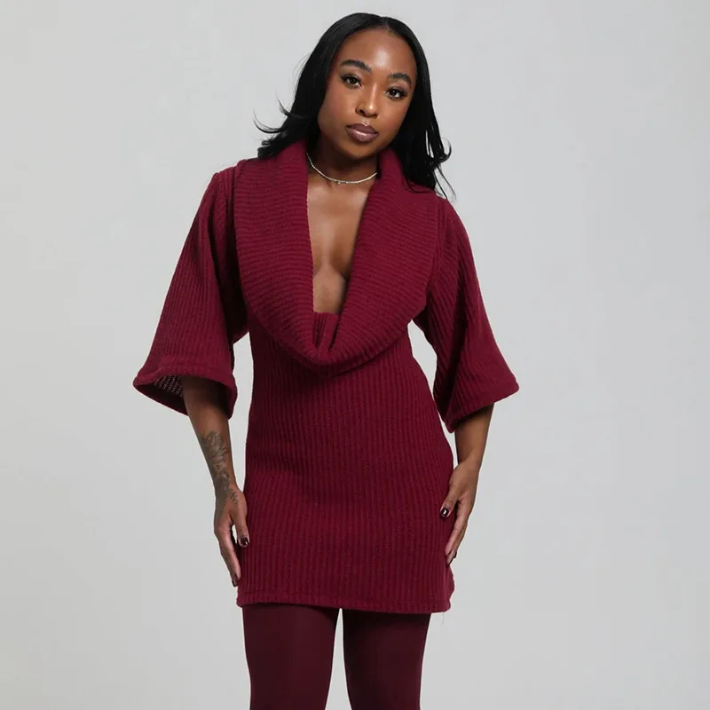 Vestido suéter de punto, Mini vestidos de noche para discoteca, ropa de otoño e invierno para mujer, trajes de fiesta de lujo, vestido informal ajustado Sexy 2025