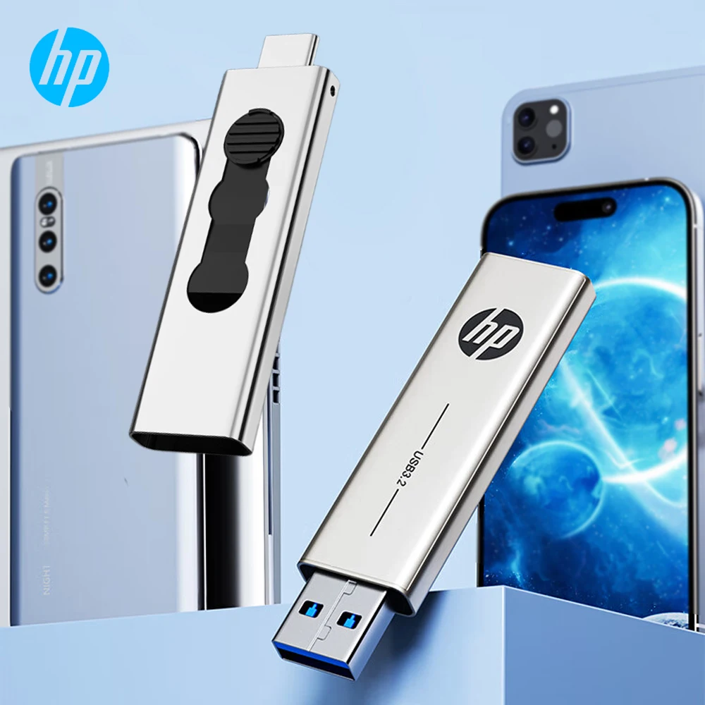 

Металлический флеш-накопитель HP USB 3.2 Type-C с двумя интерфейсами, высокоскоростной, 100 МБ/с, 64 ГБ, 128 ГБ, 256 ГБ, для iPhone 15/16/17