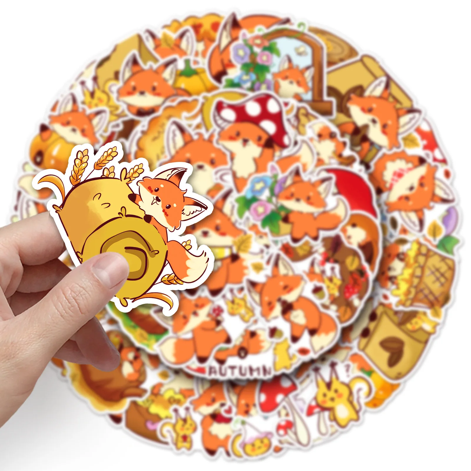 10/50 個リトルフォックスの秋の落書きステッカーかわいい手描き動物デカールノートブック電話ギターカップスケートボード防水ステッカー