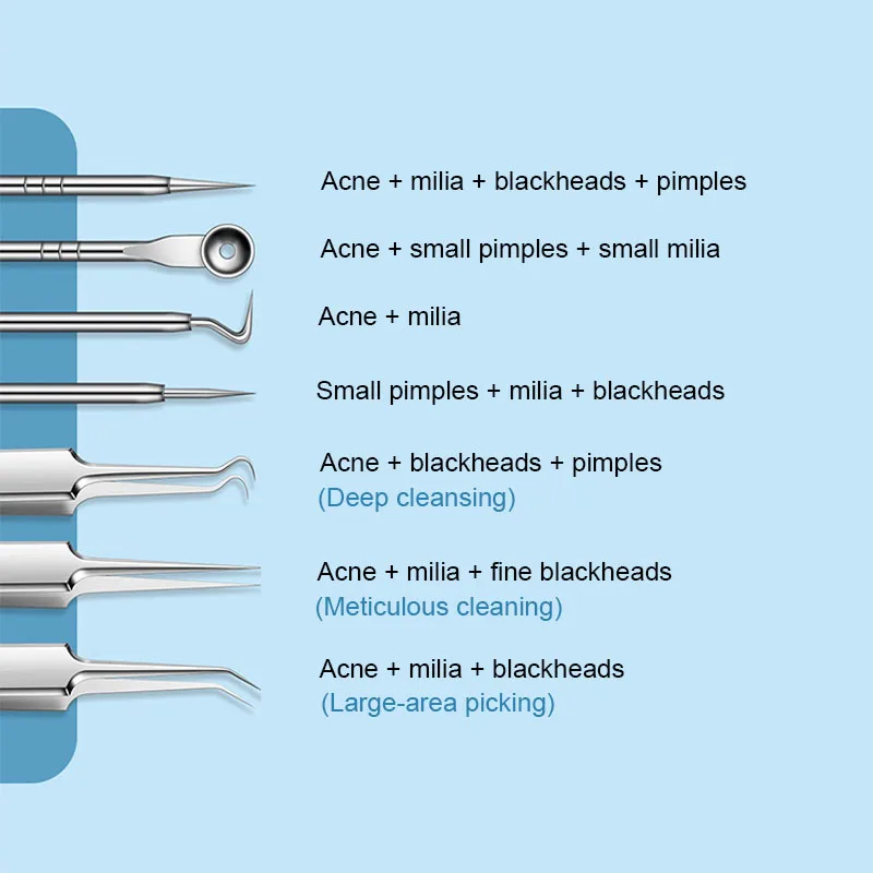 1/11 Stuks Acne Puistjes Comedondrukker Mee-eter Extractor Clip Ultrafijne Pincet Acne Naald Facial Cleaner Skin FCZ01