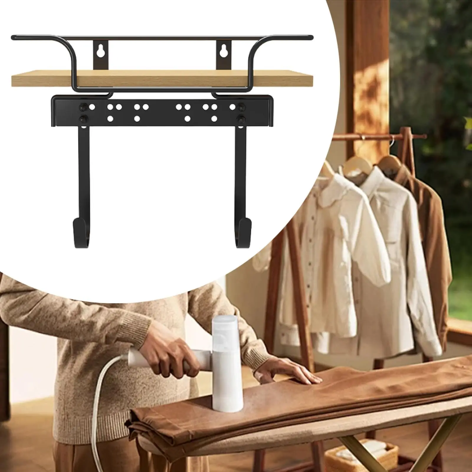 Ironing Board Rack Storage Rack Metal Foldable Multipurpose Electric Iron Hanger Wall Mounted for Household Bathroom Bedroom