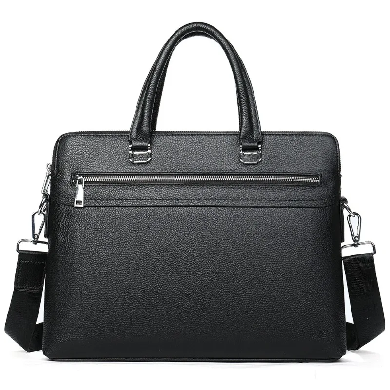 Men's Top Grain Leather Briefcase Spacious Laptop Bag Business Office Top Handle Professional Travel