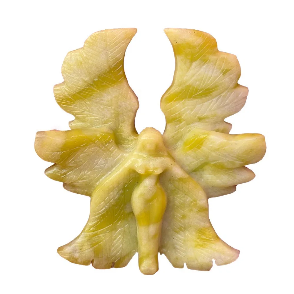 12cm Cauliflower Jade Seraphims Angel Statue Handcrafted Crystal Figurine Reiki Healing Stone Spiritual Home Decor Gift