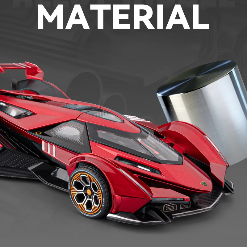 シミュレーション 1:24 ランボルギーニ V12 スポーツカーモデル サウンド＆ライト プルバック式 子供のおもちゃ 車両 ギフト コレクション ミニチュア車
