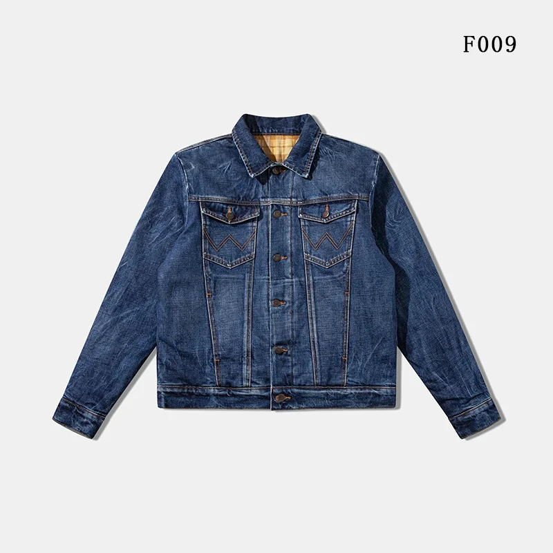 

100% Cotton Raw Denim Fading Wrangler-Style Yellowstone American Vintage Workwear Quilted Winter Warm Denim Jacket for Men
