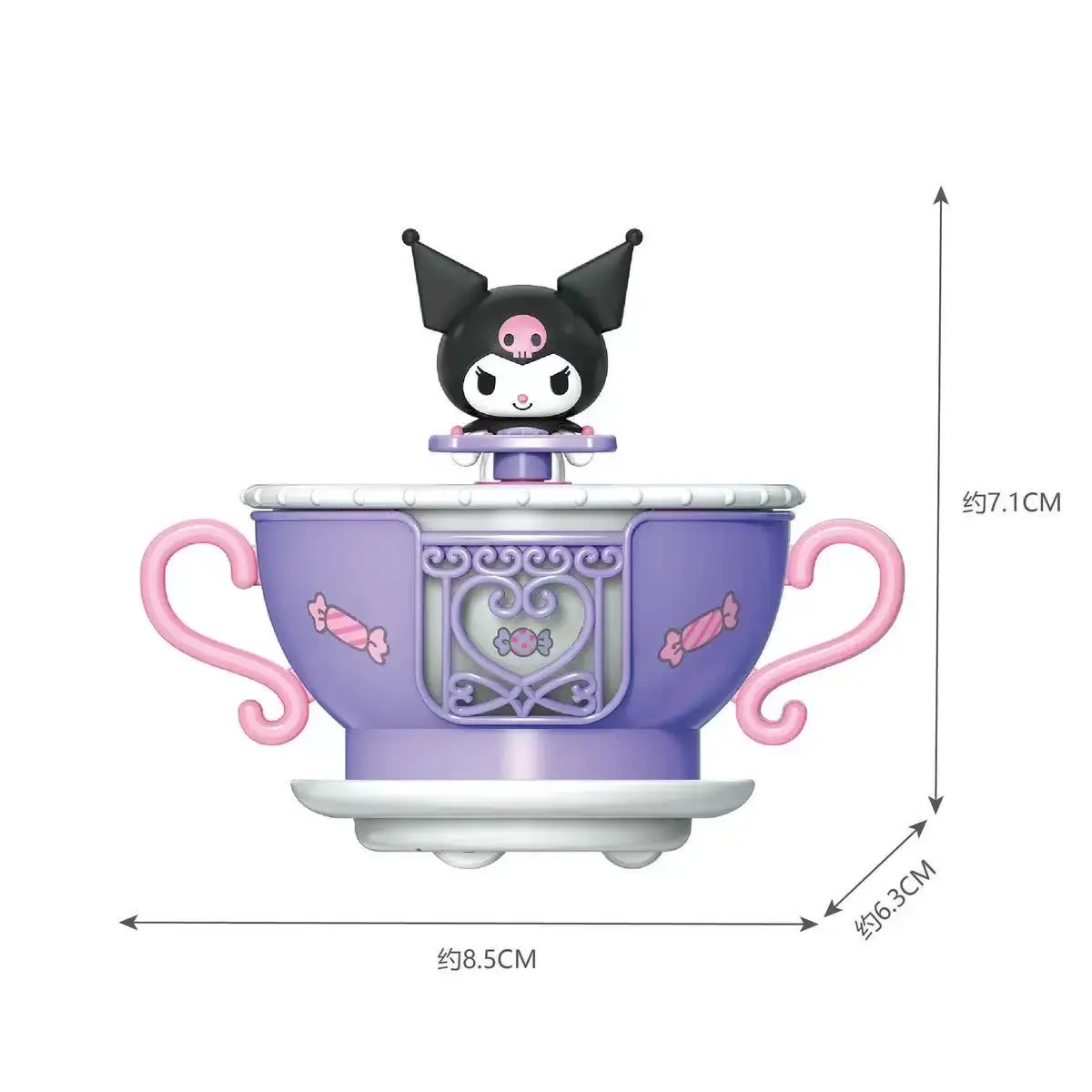 Sanrio família rotativa toque copo série kuromi cinnamoroll boneca artesanal montagem ornamento brinquedos das crianças presente de natal