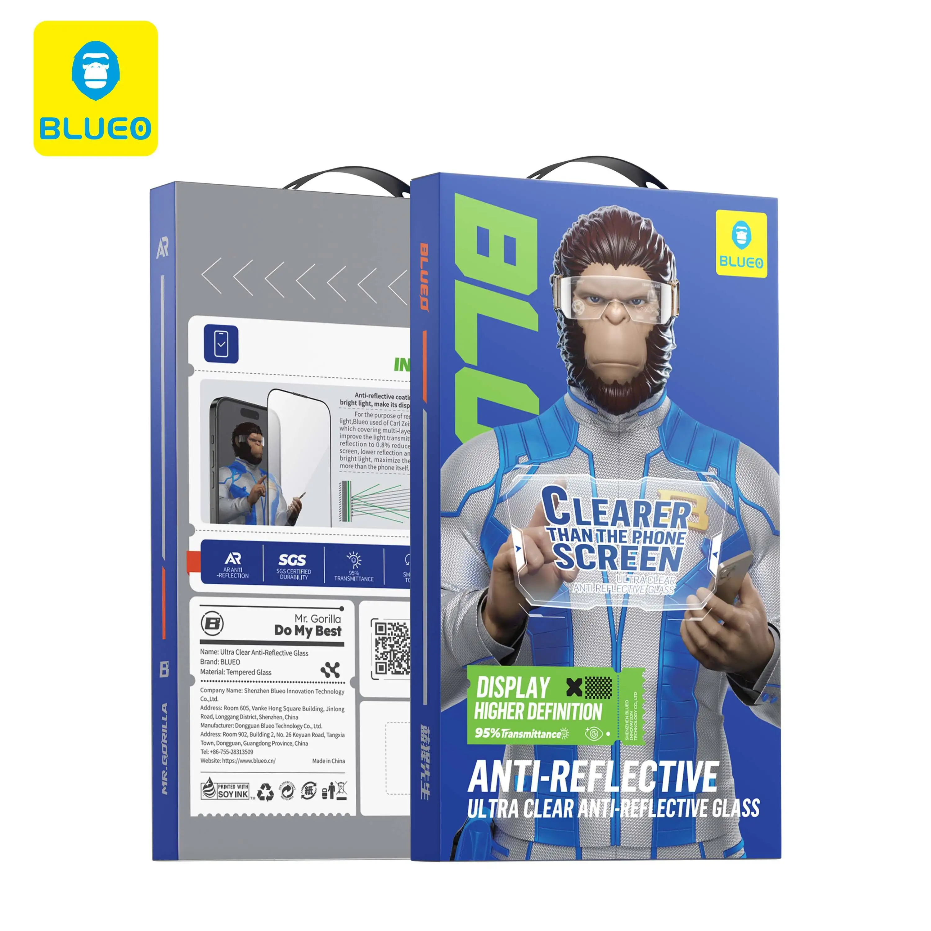 BLUEO Fingerprint Unlock AR Full Coverage Shock Resistance Tempered Glass Screen Protector for Samsung S26 Ultra S25