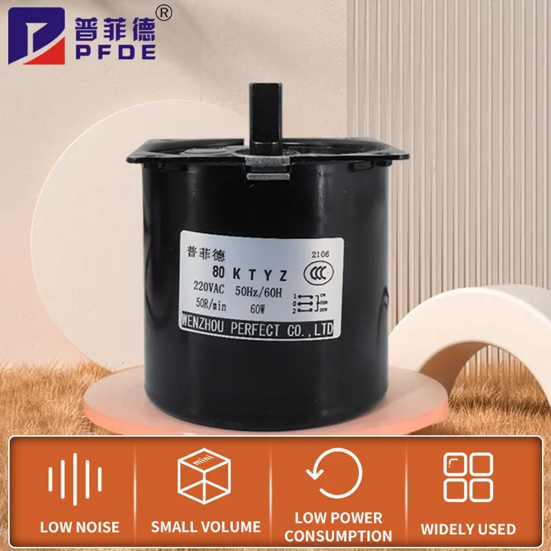 

Motor 80KTYZ AC Motor 220V 5rpm -50rpm Motor Micro Slow Speed Machine 60W Permanent Magnet Synchronous Motor Bracket 5RPM/10RPM