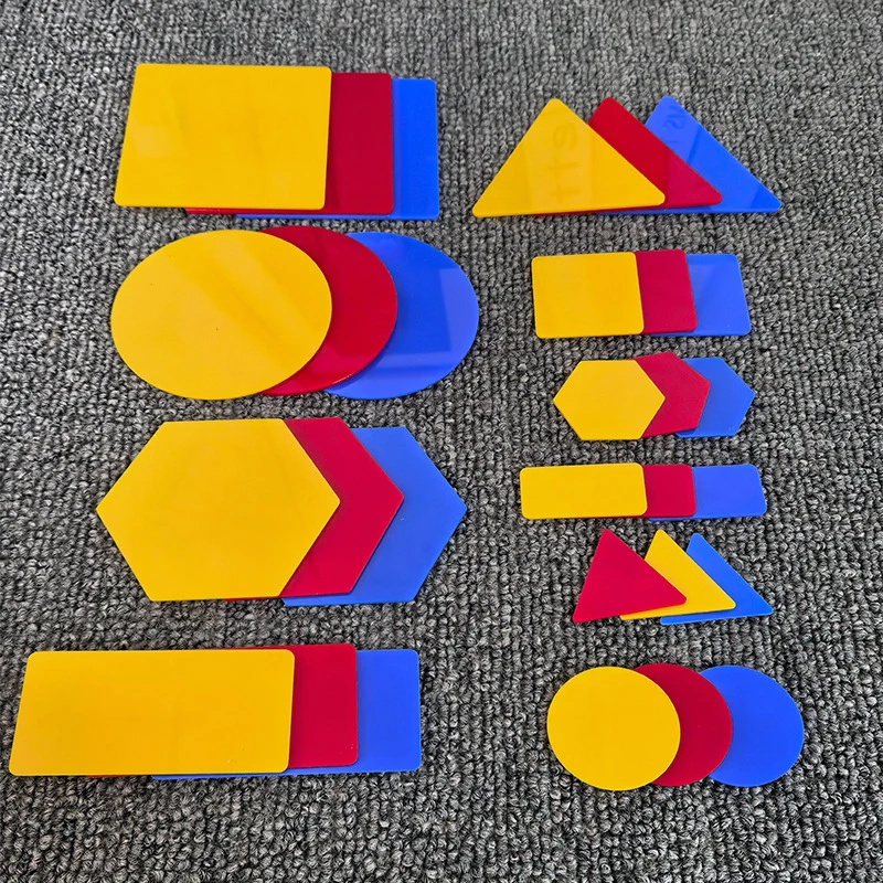 المواد التعليمية للرياضيات من مونتيسوري للأطفال، شكل هندسي شفاف، أداة تعلم الكسر، لعبة تعليمية لرياض الأطفال