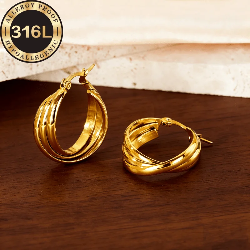 316L stainless steel hypoallergenic multi-layer earrings, anti-fading and non-fading, comfortable, skin-friendly and not picky