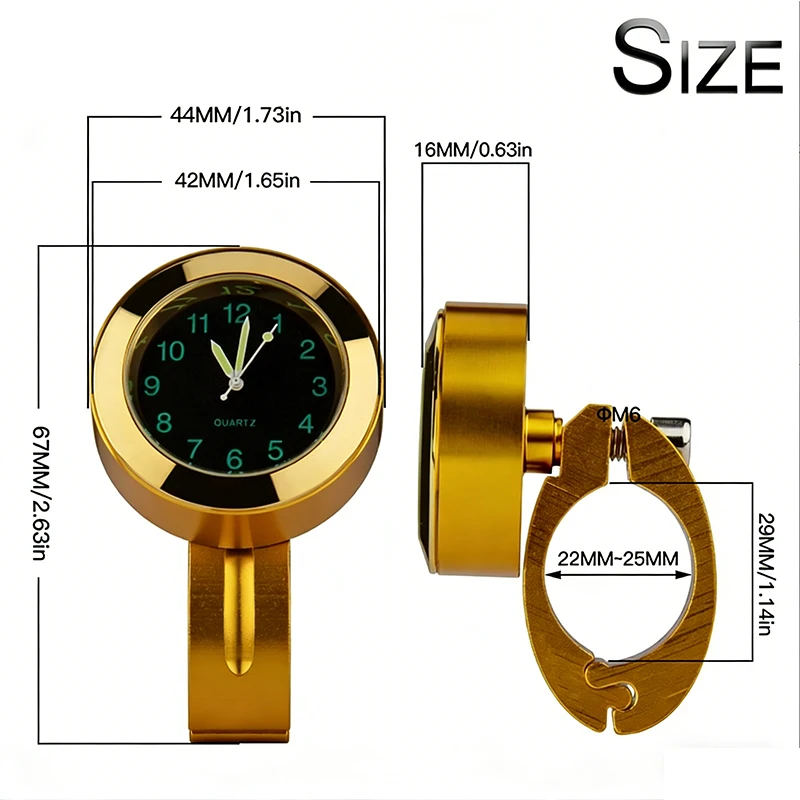 Universal 7/8 22-25mm Waterproof Chrome Motorcycle Bike Handlebar Mount Watch Luminous Night Vision Clock Moto Accessories