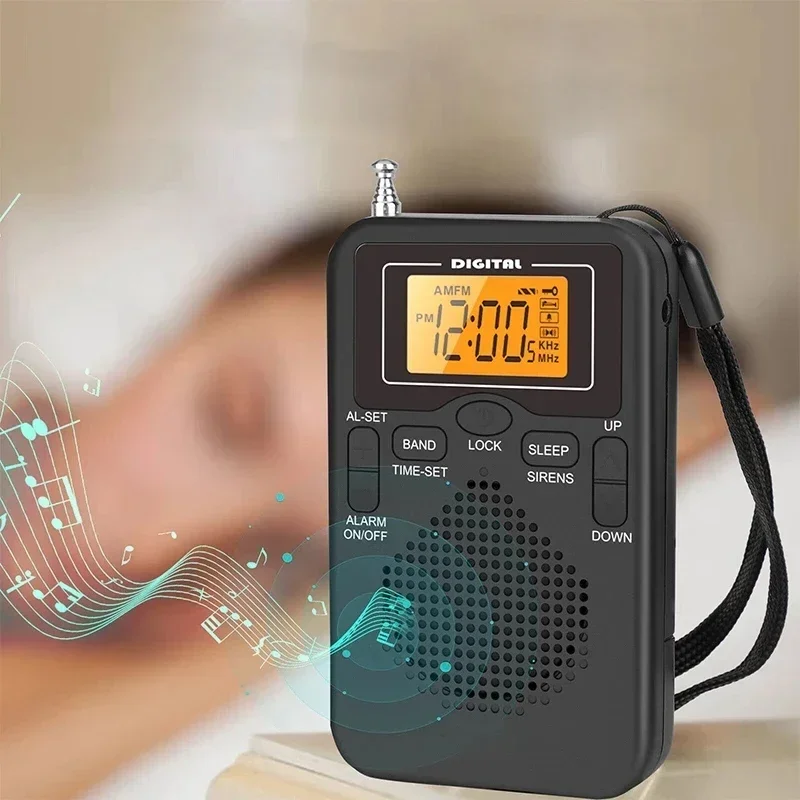 

W-206 FM/AM Radio Portable Battery LCD Display Digital Alarm Clock Sleep Morning Indicator Stereo Earphone For Walking 2025 New