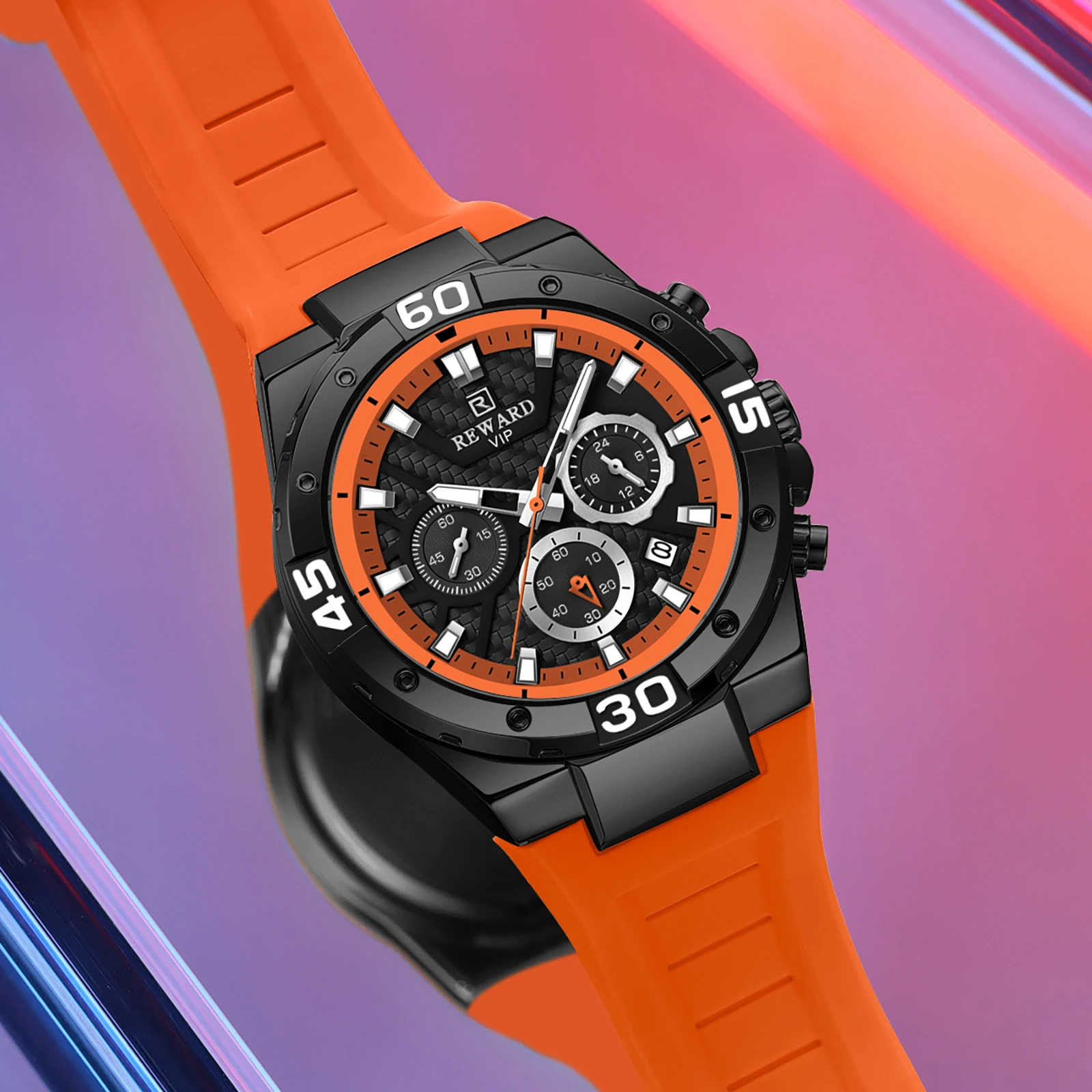 REWARD Moda Mens Relógios Quartz Analógico Silicone Strap Relógio De Pulso Data Impermeável Luminosa Chronograph Relógios Casuais para Homens