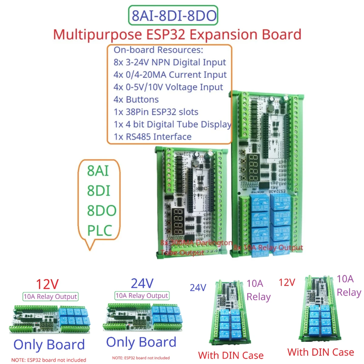 DC 12V 24V exlimatesp32 scheda di espansione Wifi modulo IO analogico digitale per Arduino WEB MQTT relè di rete Ethernet fai da te