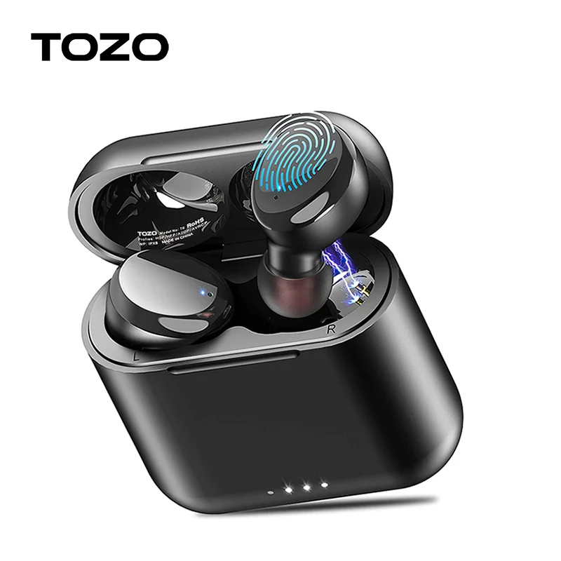 TOZO T6 Bluetooth-Kopfhörer, kabellose Ohrhörer, leistungsstarker tiefer Klang, IPX8 wasserdicht, angenehm zu tragen, 45 Stunden Spielzeit