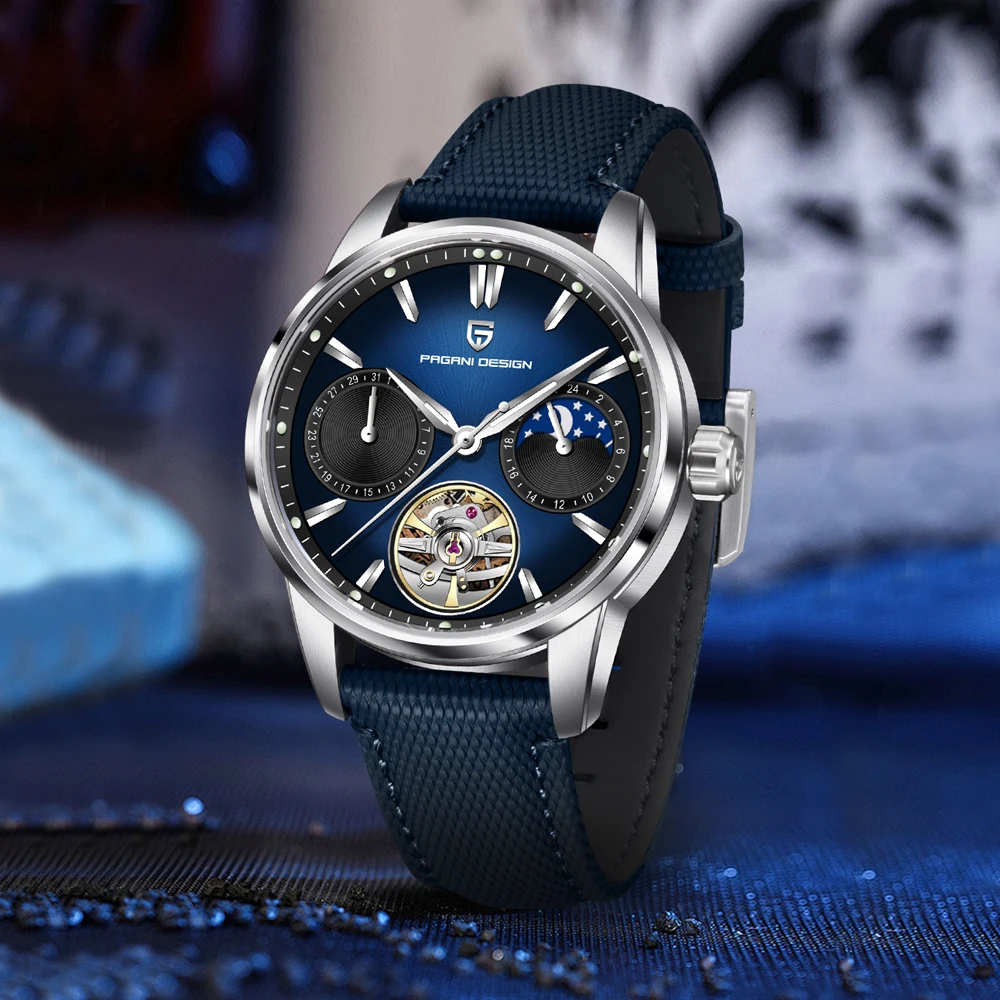 

Новинка 2025, мужские часы PAGANI DESIGN, механические наручные часы с турбийоном, автоматические часы с фазой Луны, мужские водонепроницаемые часы с сапфировым стеклом