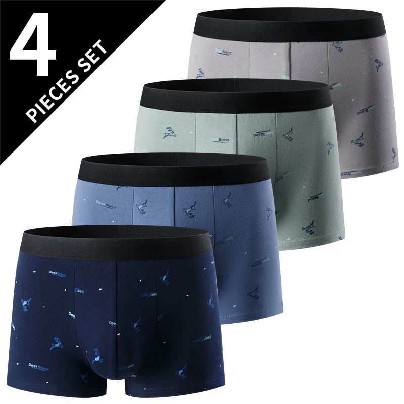 4er-Pack Europa- und Amerika-Größe HERRENMODE Sexy Boxer-Unterwäsche Antibakteriell Atmungsaktiv Plus Size Fat MEN'S Shorts Unterwäsche