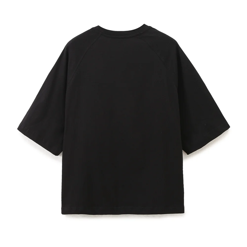 Maxdutti British Fashion Minimalist Short Sleeved T-shirt For Women Cotton Solid T-shirt T-shirt Woman Clothes Female Clothing T