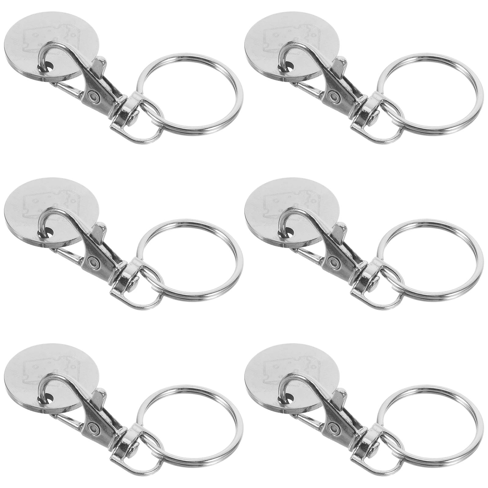 

6 Pcs Stainless Steel Supermarket Trolley Tokens Shopping Cart Coin Ring Keychain Holder Material Handling Tools Lab Carts