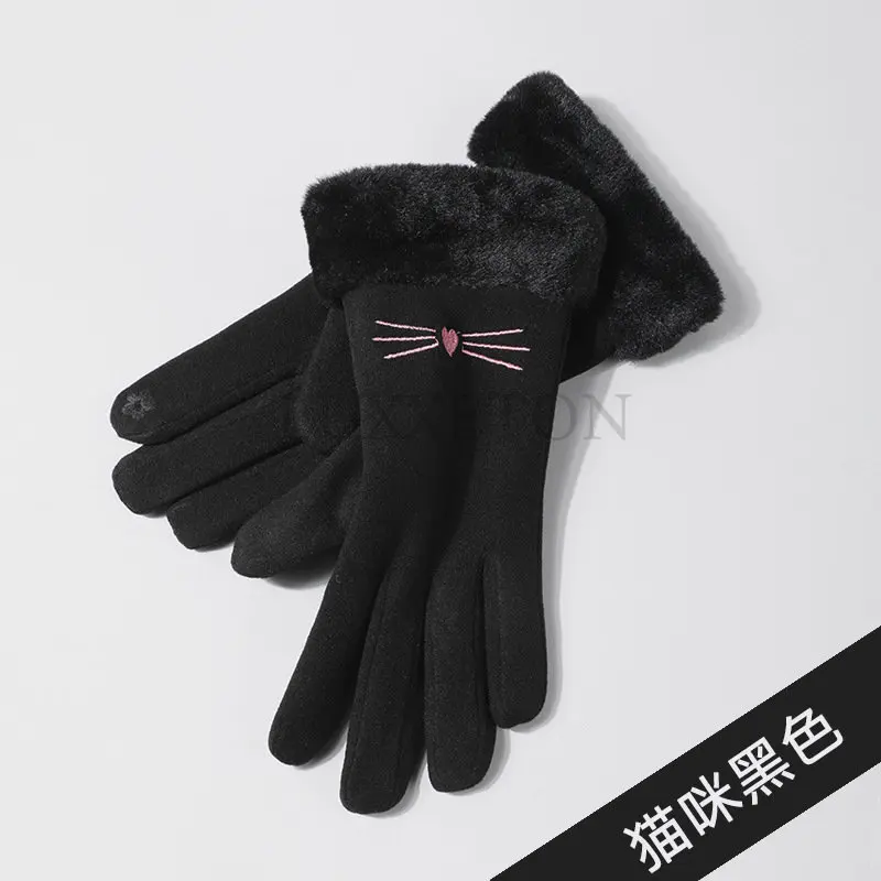 Mode Vrouwen Handschoenen Herfst Winter Schattige Harige Warme Wanten Volledige Vinger Wanten Vrouwen Outdoor Sport Vrouwelijke Handschoenen Screen