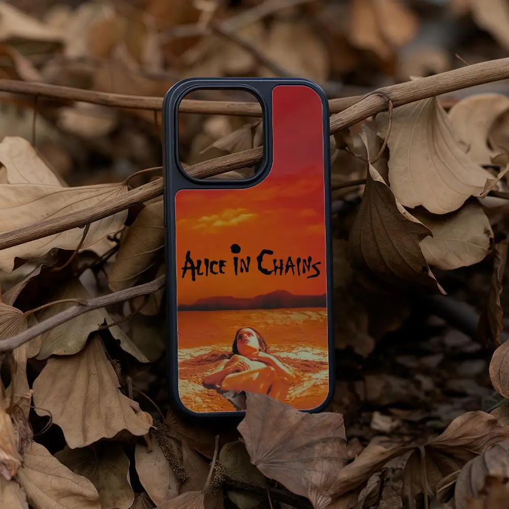 

A-Alice In C-Chains Phone Case For iPhone 17 16 15 14 13 12 Pro Max Plus Black Frame Acrylic Carbon Fiber Hard Shell