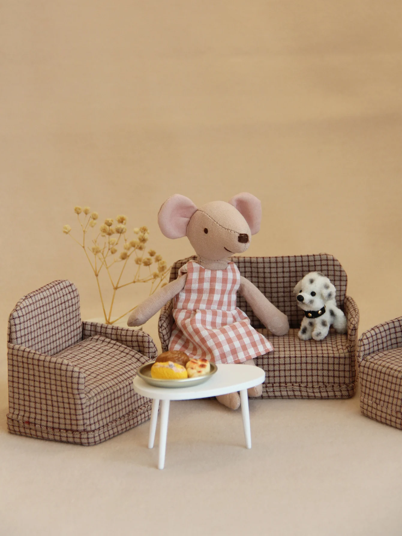 Miniaturmöbel 1:8-1:12 Stoff-Klappsofa geeignet für Mini-Hausdekoration – Detail 13