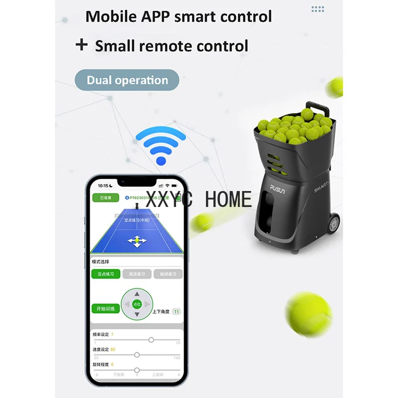 PUSUNPT-Smart Pri Tennis Machine Small and Ultra Light Single Multiplayer Trainer Automatic Ball Server APP and Remote Control