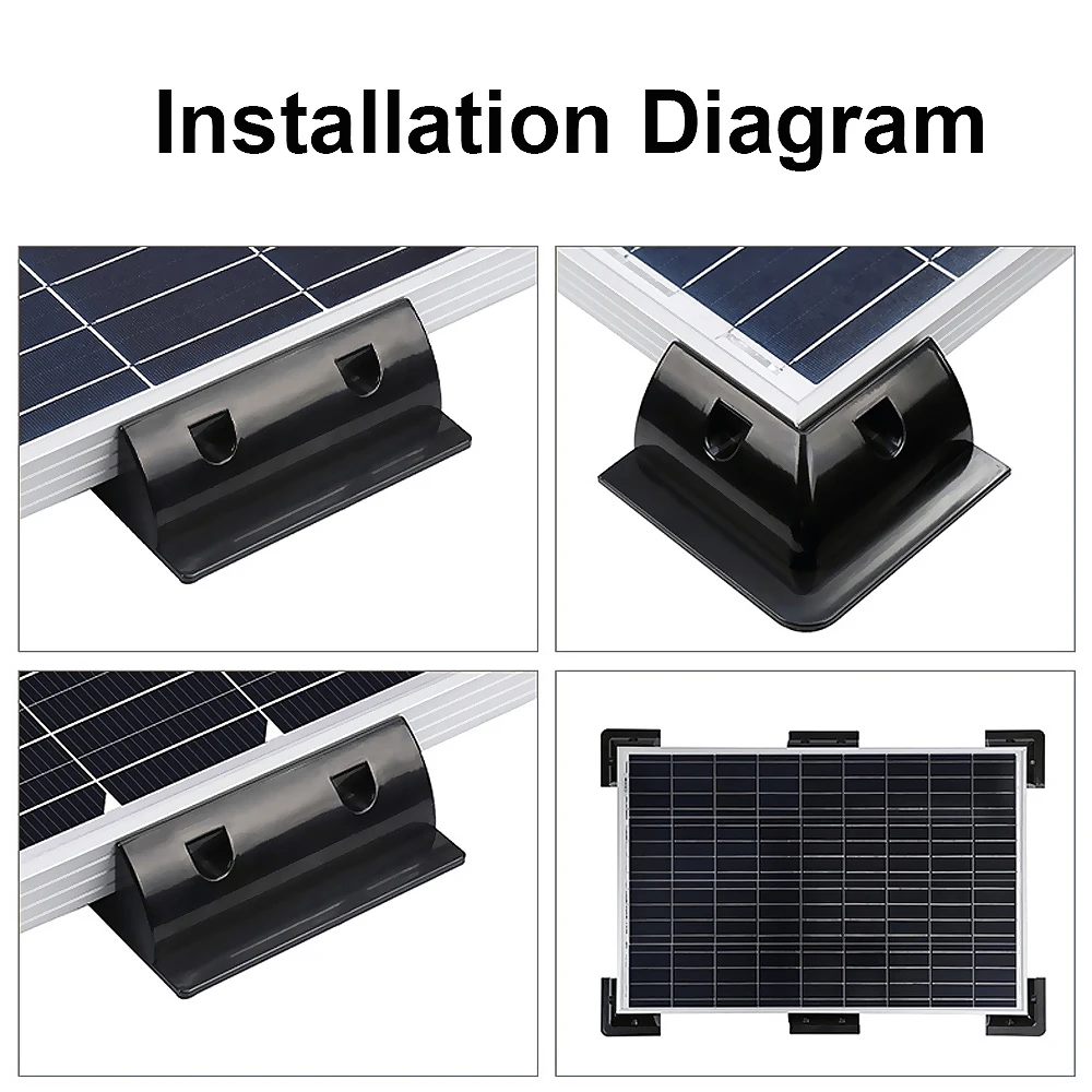 Imagem -05 - Suporte Kit de Montagem do Painel Solar Suportes de Montagem Kit Abs Canto Painel de Apoio para Quadro Madeira rv Barco Campistas Caravanas Capô