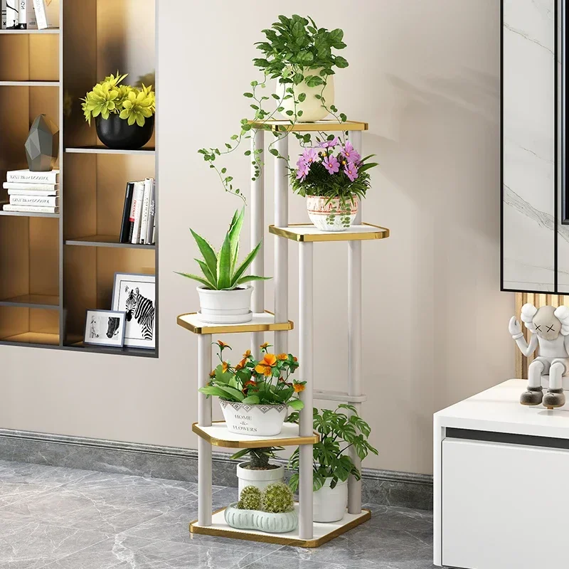 4-5Layer Light Luxury Flower ShelfLiving Room Floor Type Storage Shelves Nordic Indoor Plant Placement Pot Organization Racks