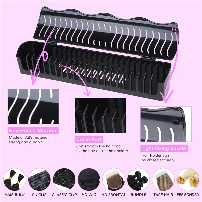 AA01-حامل وصلات الشعر لتصفيف الشعر، 4 أوضاع تركيب مع أداة، حامل وصلات الشعر مصمم للغسيل