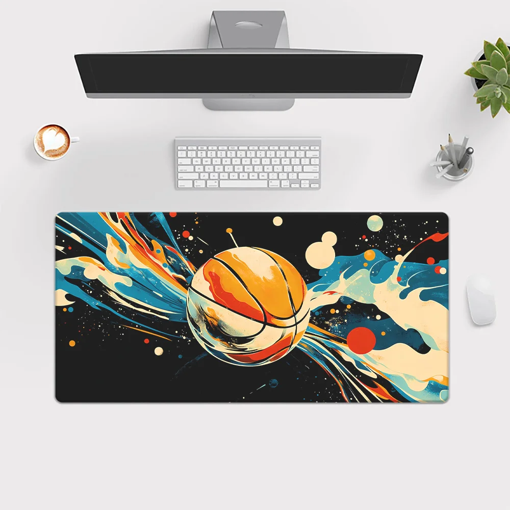 Basketball Splash Art Extended Mouse Pad Large Anti-Slip Rubber Gaming Desk Mat for Office and Gamer