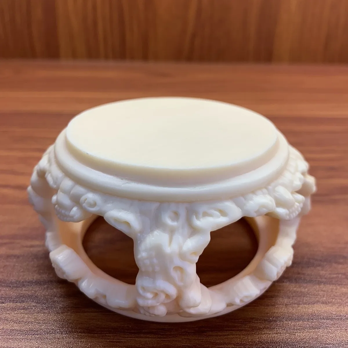 Ivory Nut Carved Round Stool Base Hollow Decor Display Stand Tea Pet Buddha Statue Craft Bracket Ornament