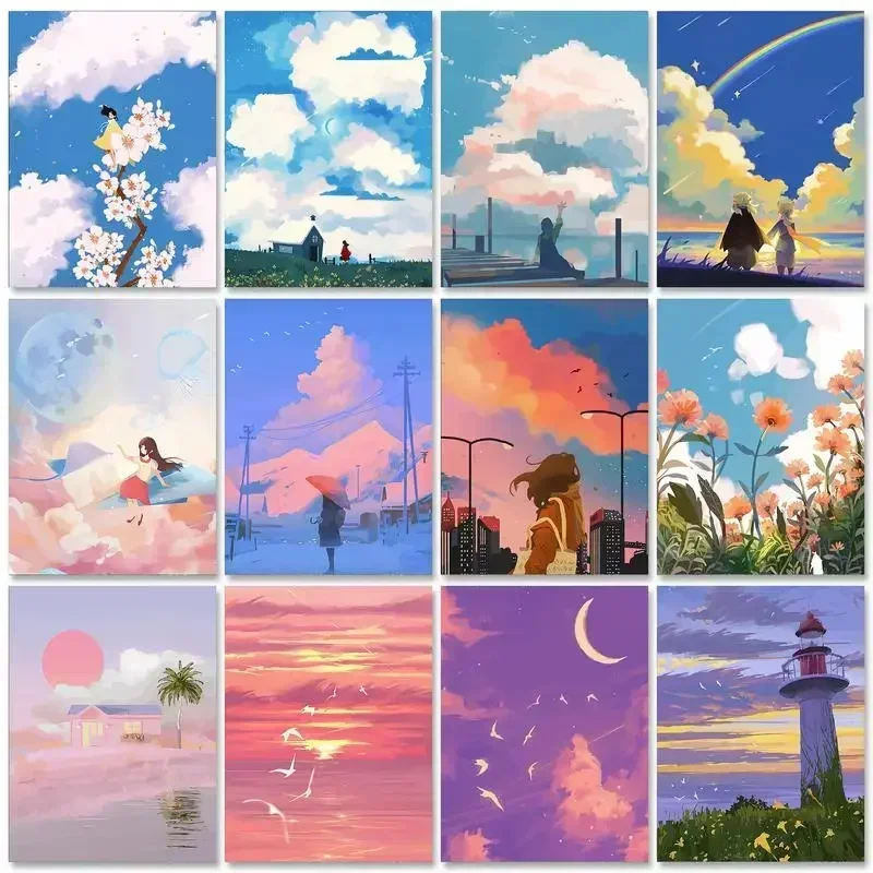 

613841 Oil Paint by numbers Original gifts Sky Decorative paintings Acrylic Paint Painting Decor Art supplies