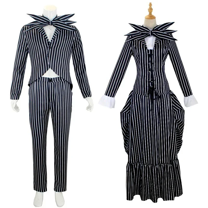 Cos Film The Nightmare Before Christmas Jack Skellington Cosplay Outfits Kleid Mantel Karneval Weihnachtskostüm für Männer Frauen