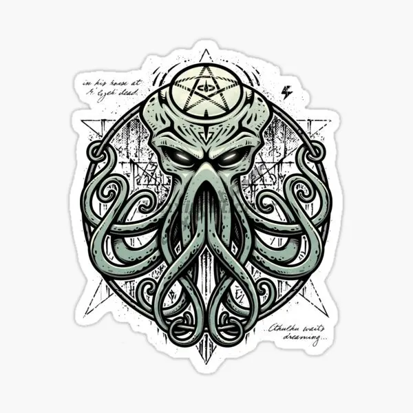 Cthulhu Great Old Ones Octopus Monster Emblem Creative PVC Sticker for Decorate Wall Car Window Bicycle Helmet Motorcycle Decal