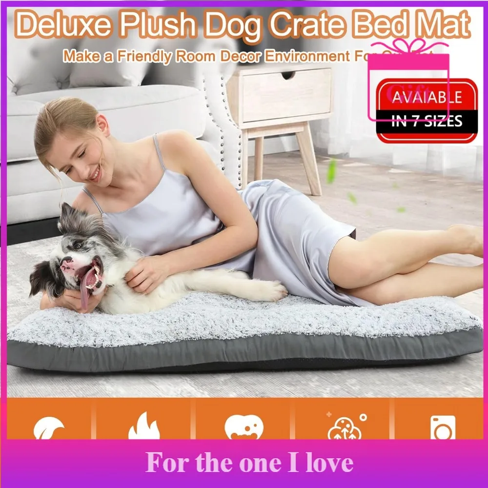 

Large Dog Bed, 35-inch Comfortable and Fluffy Dog ​​crate Mat, Non-slip, Washable Dog Bed