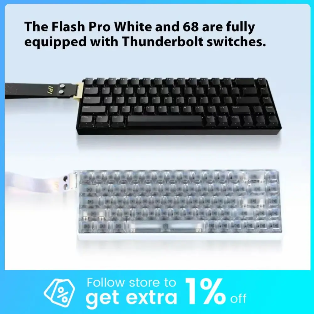 IPI FLASH 68 Pro Magnetic Switch Gaming Keyboard Wired 8K RT0.01mm 0.125ms Delay PC ARGB Light  E-Sports CNC Electrophoresis