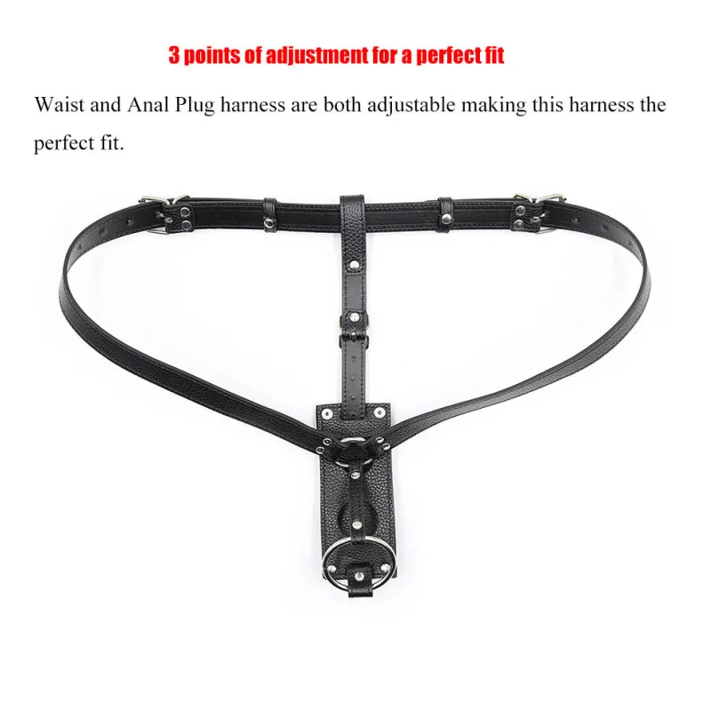 Leather Strapon Dildo Butt Plug Harness Chastity Panties With Penis Cock Ring Bondage Gear Restrained Sex Toys For Men Women